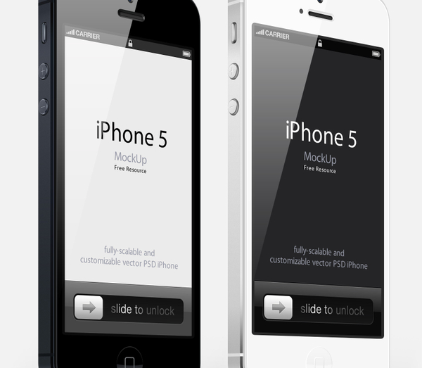 3-4 View iPhone 5 Psd Vector Mockup