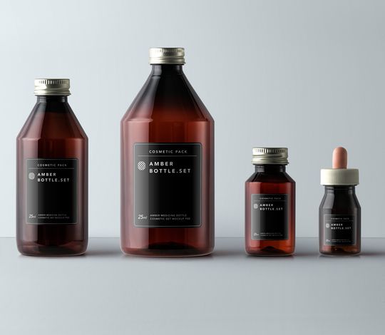 Amber Bottles Cosmetic Packaging