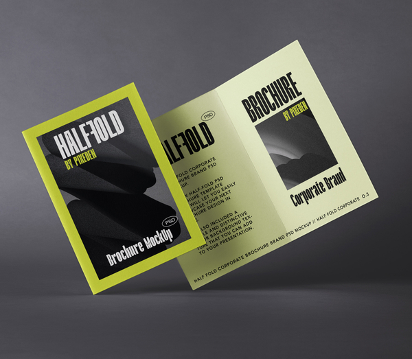 Branding Half Fold Psd Brochure Mockup 