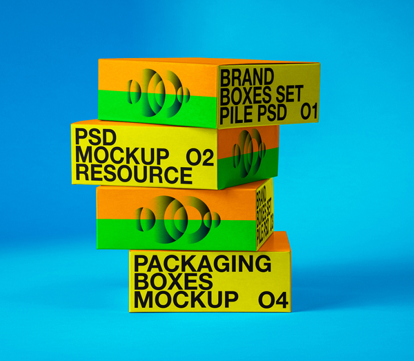 Branding Packaging Pile Psd Boxes Mockup