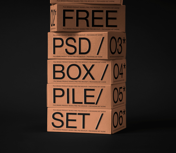 Branding Product Box Pile Psd Mockup