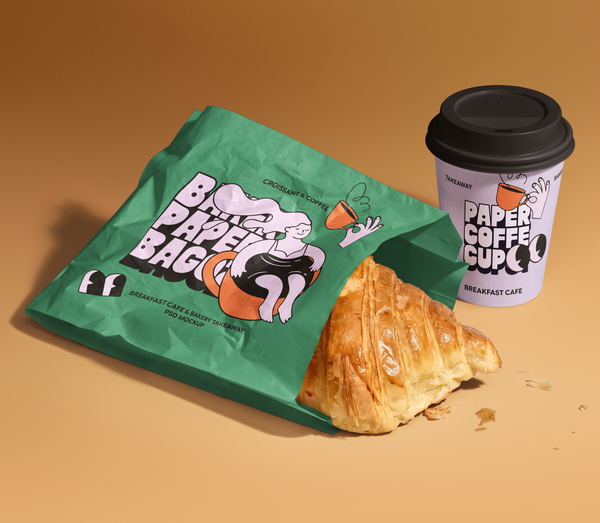 Breakfast Cafe & Bakery Takeaway PSD Mockup
