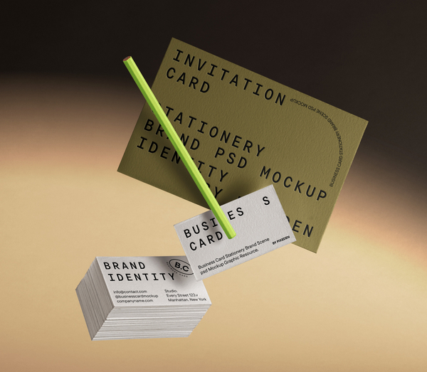 Business Card Stationery Brand Scene psd Mockup