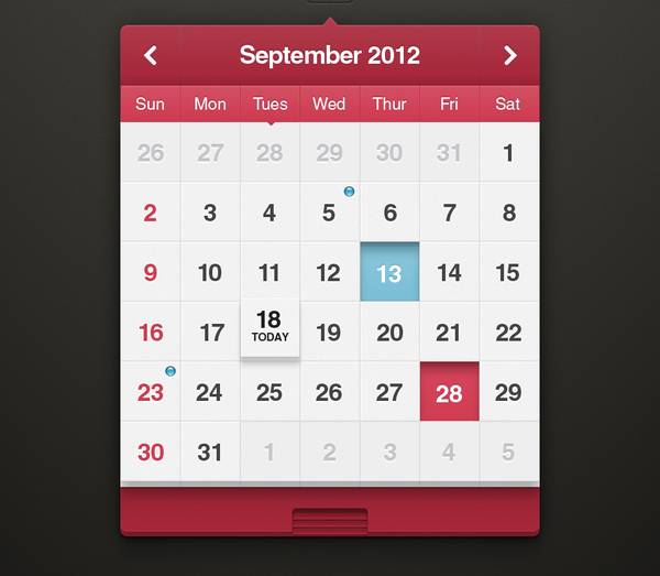 Calendar UI Kit iOS Psd
