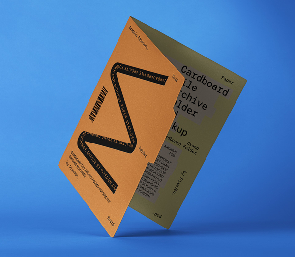 Cardboard File Archive Folder psd Mockup