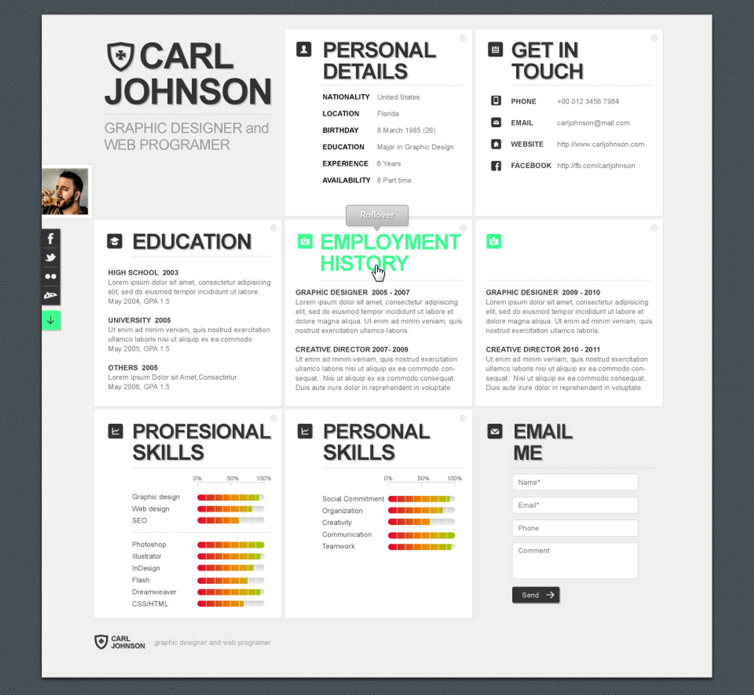 Creative Web HTML Resume Template | Pixeden Club