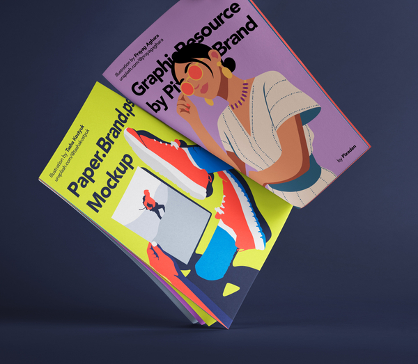 Curled Blank A4 Brand Papers psd Mockup