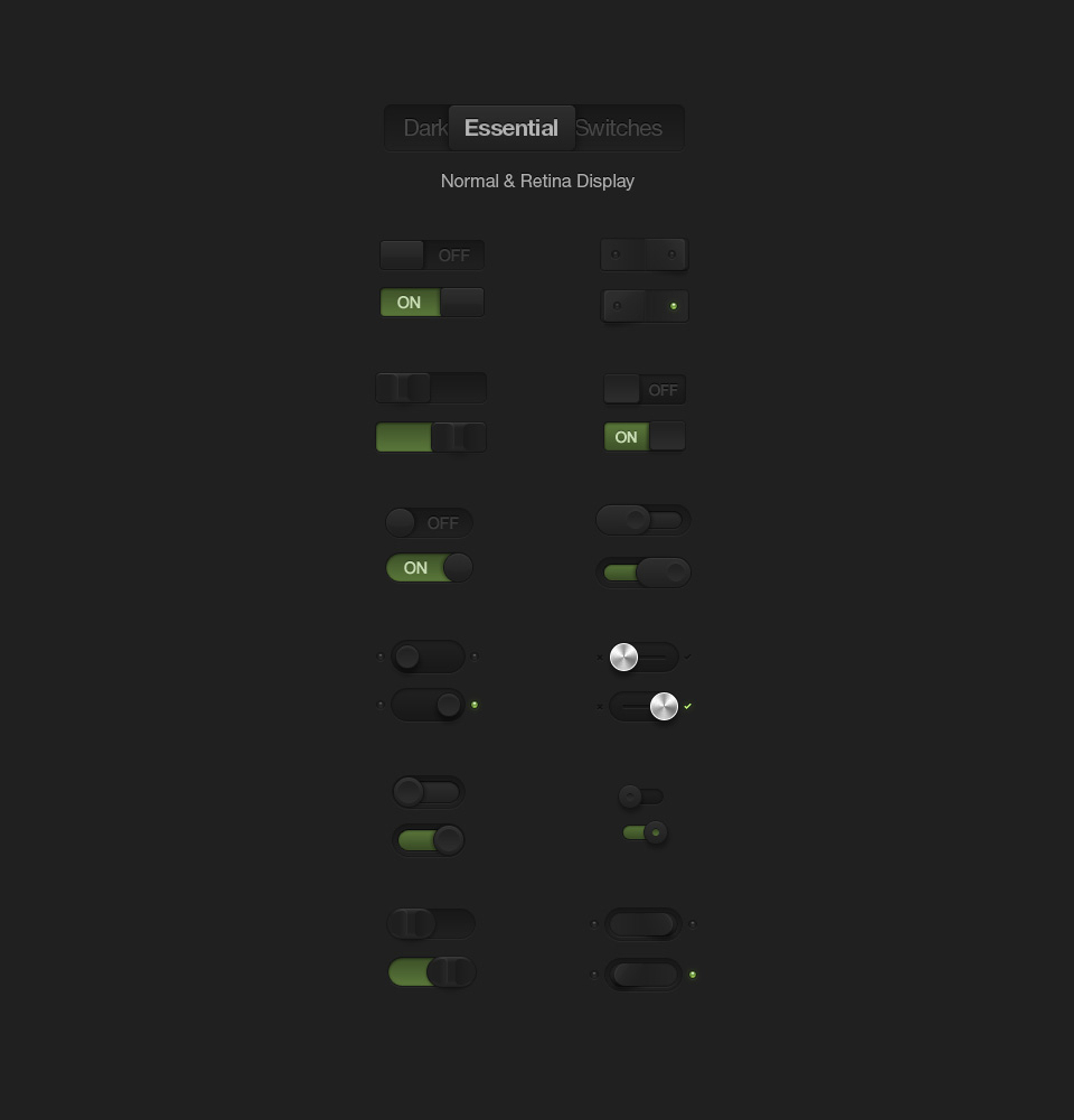 Dark Essential Switches Psd | Pixeden Club