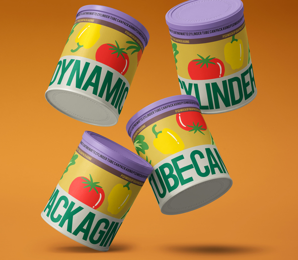 Dynamic Floating Matte Cylinder Tube Can Packaging PSD Mockup