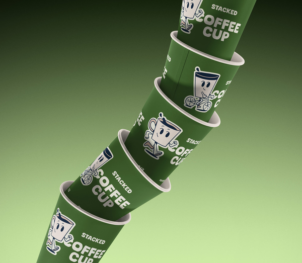 Dynamic Stacked Paper Coffee Cup PSD Mockup