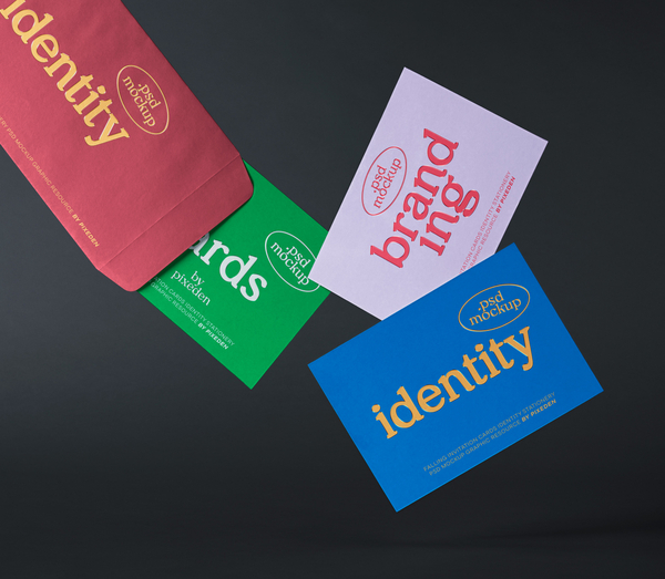 Falling Invitation Cards Identity Stationery Psd Mockup