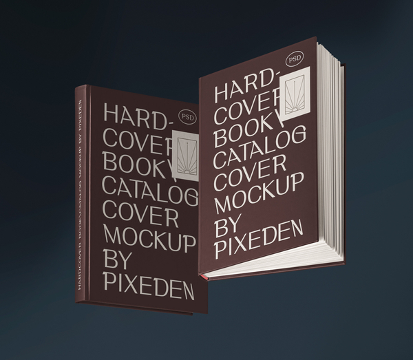 Floating HardCover Book Cover Design Scene psd Mockup