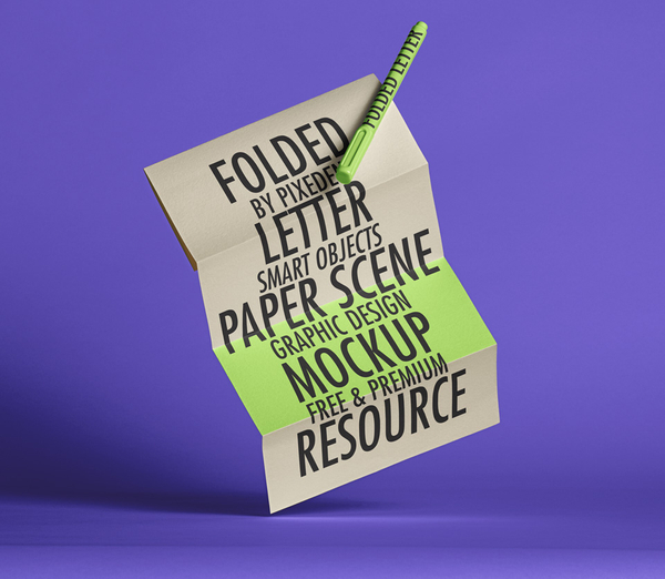Folded Letter Psd Paper Mockup Set