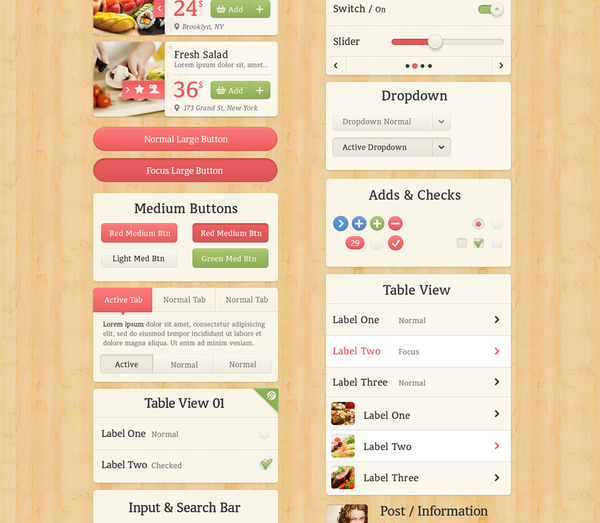 Gourmet iPhone App UI Kit Psd