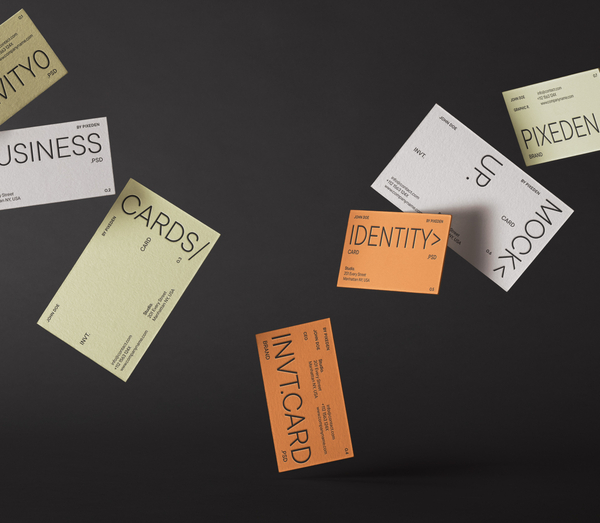 Gravity Business and Invitation Cards Identity Psd Mockup