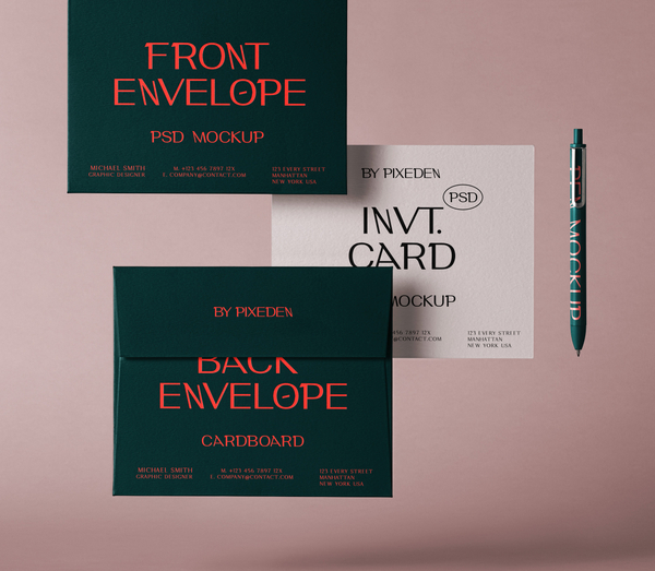 Gravity Invitation Psd Stationery Mockup Scene