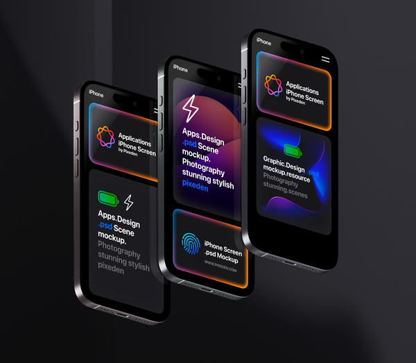 Gravity iPhone Pro Showcase Screens Psd Mockup