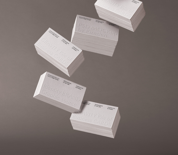 Gravity Pile of Business Cards Psd Mockup