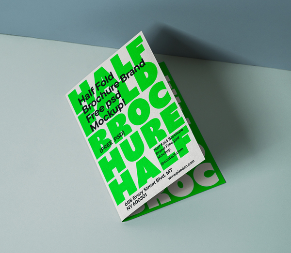 Half Fold Brochure Brand Psd Mockup