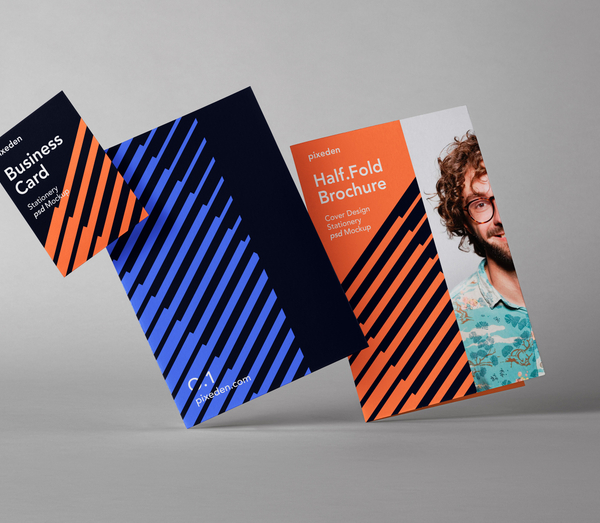 Half Fold Brochure Cover Design Stationery psd Mockup