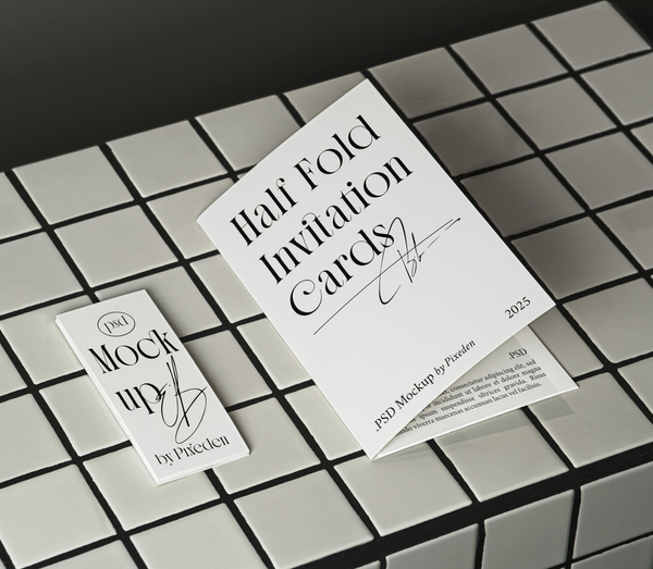 Half Fold Card Brochure Stationery Identity Event Psd Mockup
