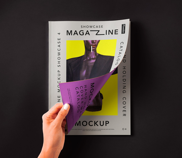 Hand Holding Catalog Psd Magazine Mockup