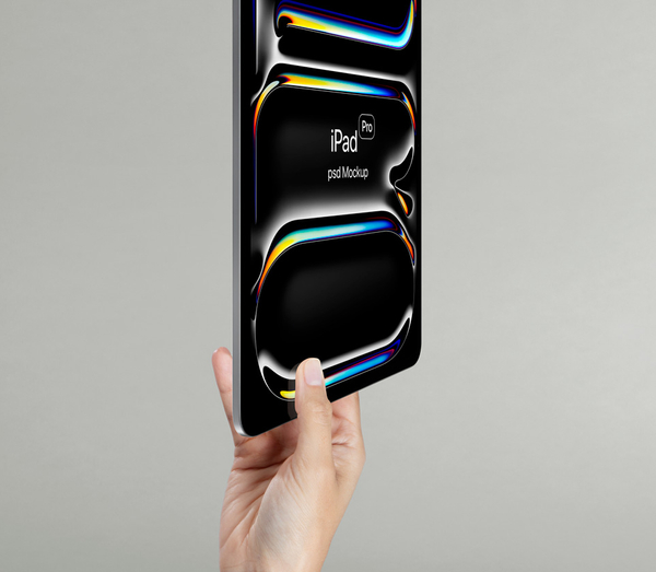 Hand Holding iPad Pro Showcase Screen Psd Mockup