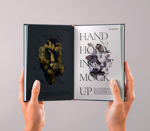 Hand Holding Open Psd Book Mockup