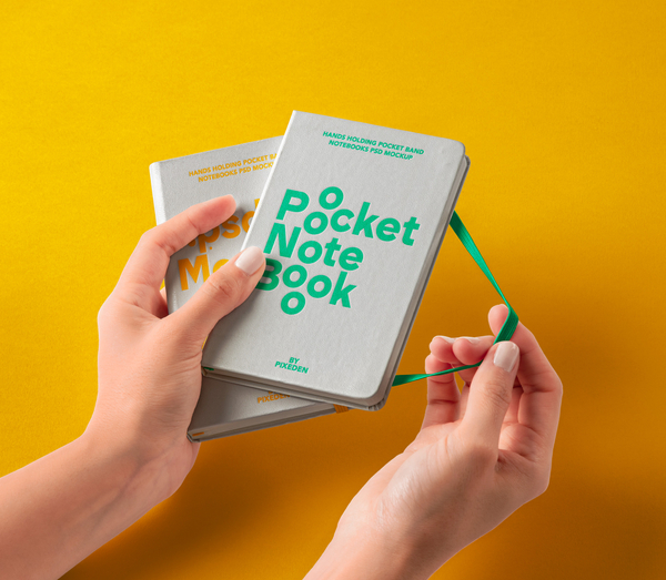 Hand Holding Pocket Psd Notebook Mockup