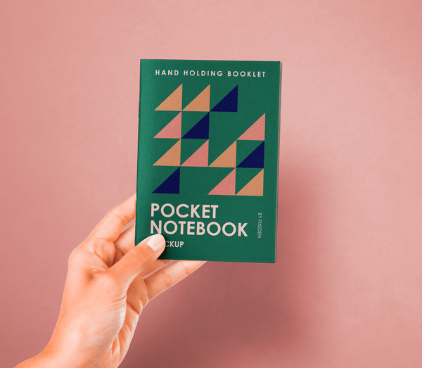 Hand Holding Psd Booklet Notebook Mockup