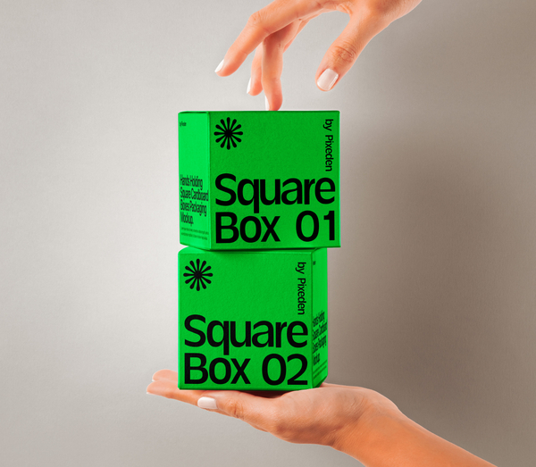 Hands Holding Cardboard Psd Box Packaging Mockup 