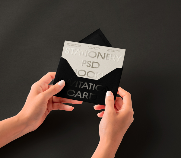 Hands Holding Invitation Psd Stationary Mockup