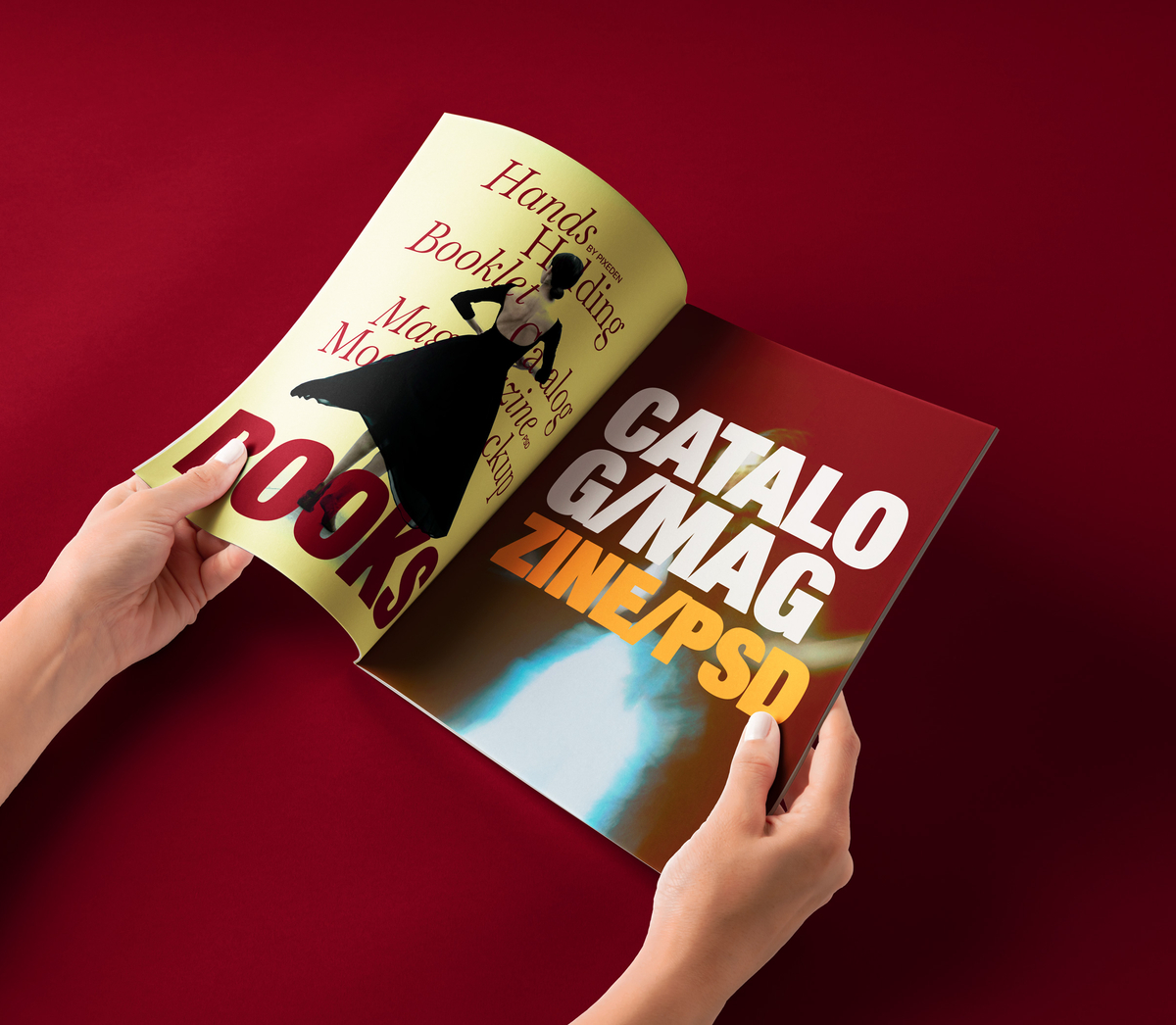 Hands Holding Open Psd Book Mockup | Pixeden Club