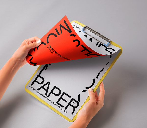 Hands Holding Paper Clipboard Psd Mockup