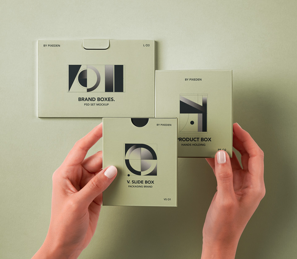 Hands Holding Product Boxes Psd Mockup Set