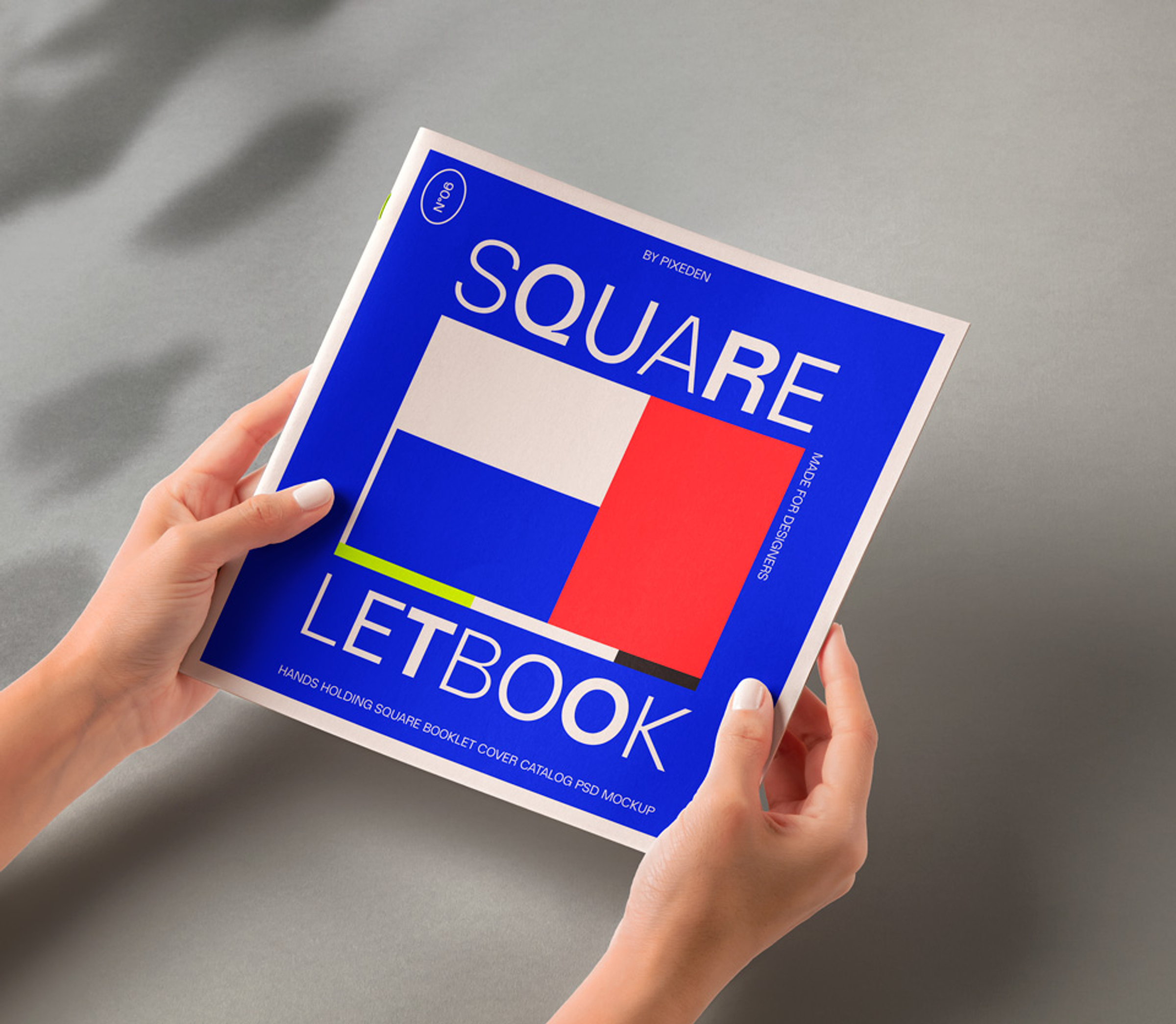 Hands Holding Square Catalog Psd Book Mockup Pixeden Club