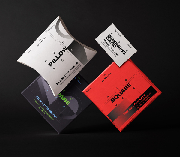 Identity Brand Psd Boxes Packaging Mockup Set