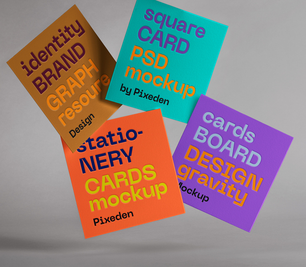 Identity Square Cards Brand Psd Mockup