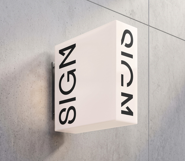 Illuminated Wall Square Lightbox Sign PSD Mockup