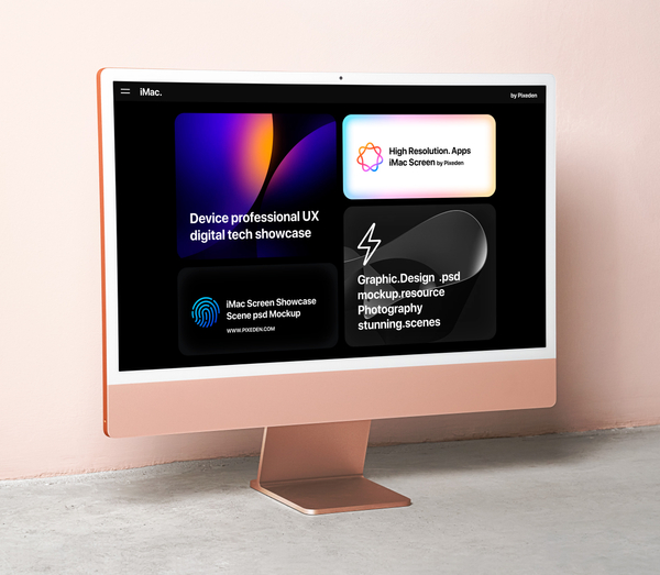 iMac Monitor Showcase Screen Scene Psd Mockup