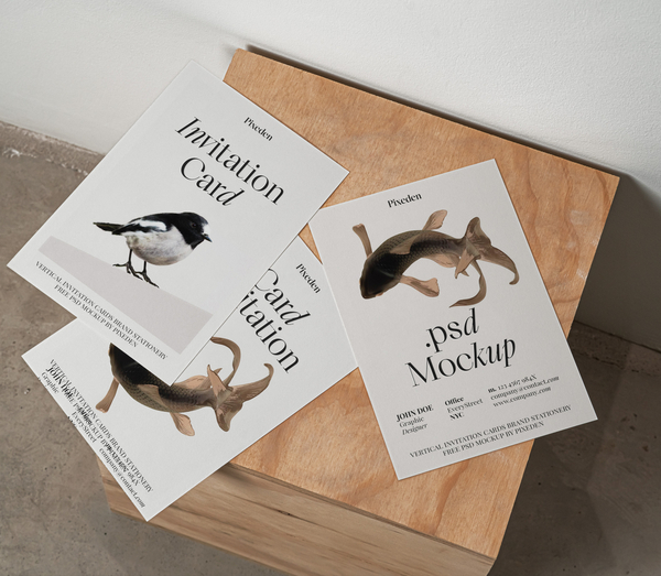 Invitation Cards Showcase Scene Psd Mockup