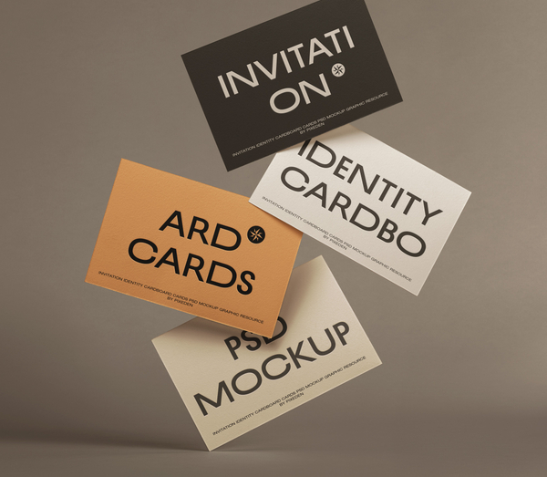 Invitation Identity Cardboard Cards Psd Mockup