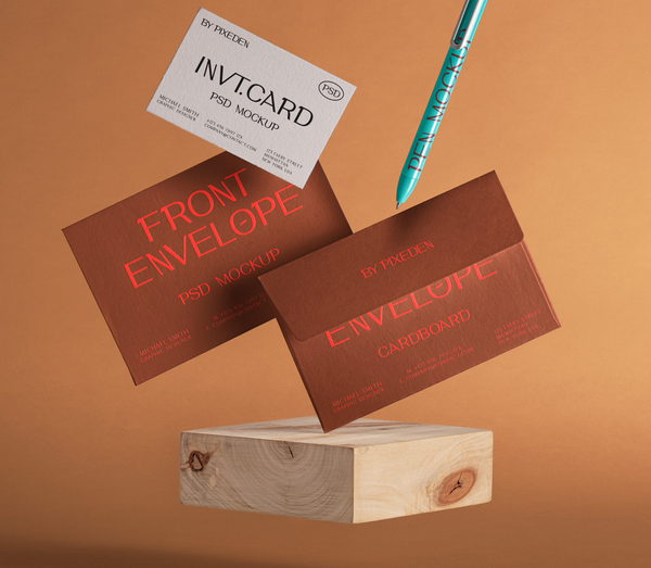 Invitation Stationery Brand Envelope Psd Mockup