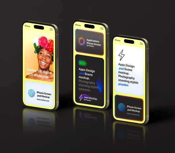 iPhone Pro Showcase Screens Scene Psd Mockup