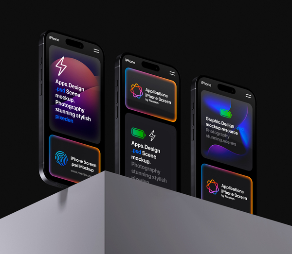 iPhone Pro Showcase Screens Scene Psd Mockup