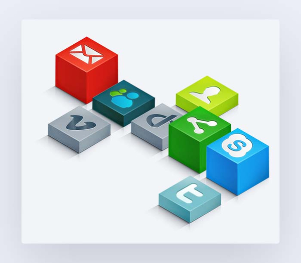 Isometric 3D Social Icons Set