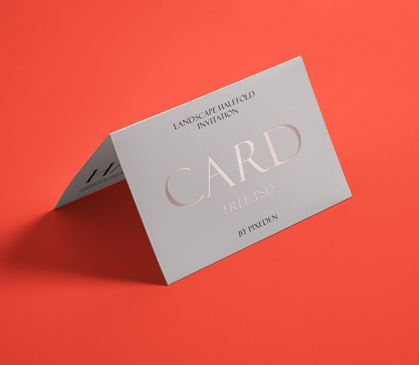 Landscape Half Fold Invitation Card Psd Mockup