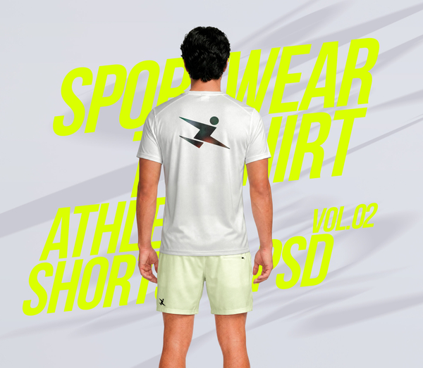 Men's Sportswear PSD Mockup T-Shirt & Athletic Shorts - Back Side