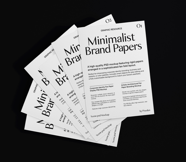 Minimalist Fan-Fold Paper Stationery psd Mockup