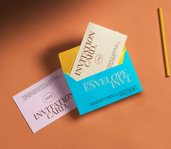 Minimalist Open Envelope with Invitation Card Free psd Stationery Mockup